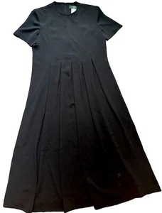 Orvis Vintage Size 12 Black Pleated Front Maxi Dress  Short Sleeves USA Made - Picture 1 of 15