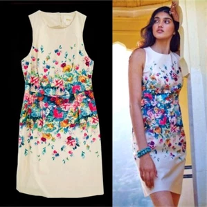 Maeve Anthropologie floral Tea Garden party floral ivory shift dress pockets 4 S - Picture 1 of 4