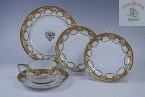 Noritake Flower Pattern Cup & Saucer Set 3pcs Gold Rim R Mark - Picture 1 of 10