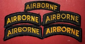 Década de 1980 - GWOT Era Ejército de Estados Unidos Negro y Amarillo Aerotransportado Pestaña/Parche (ID) - Imagen 1 de 2