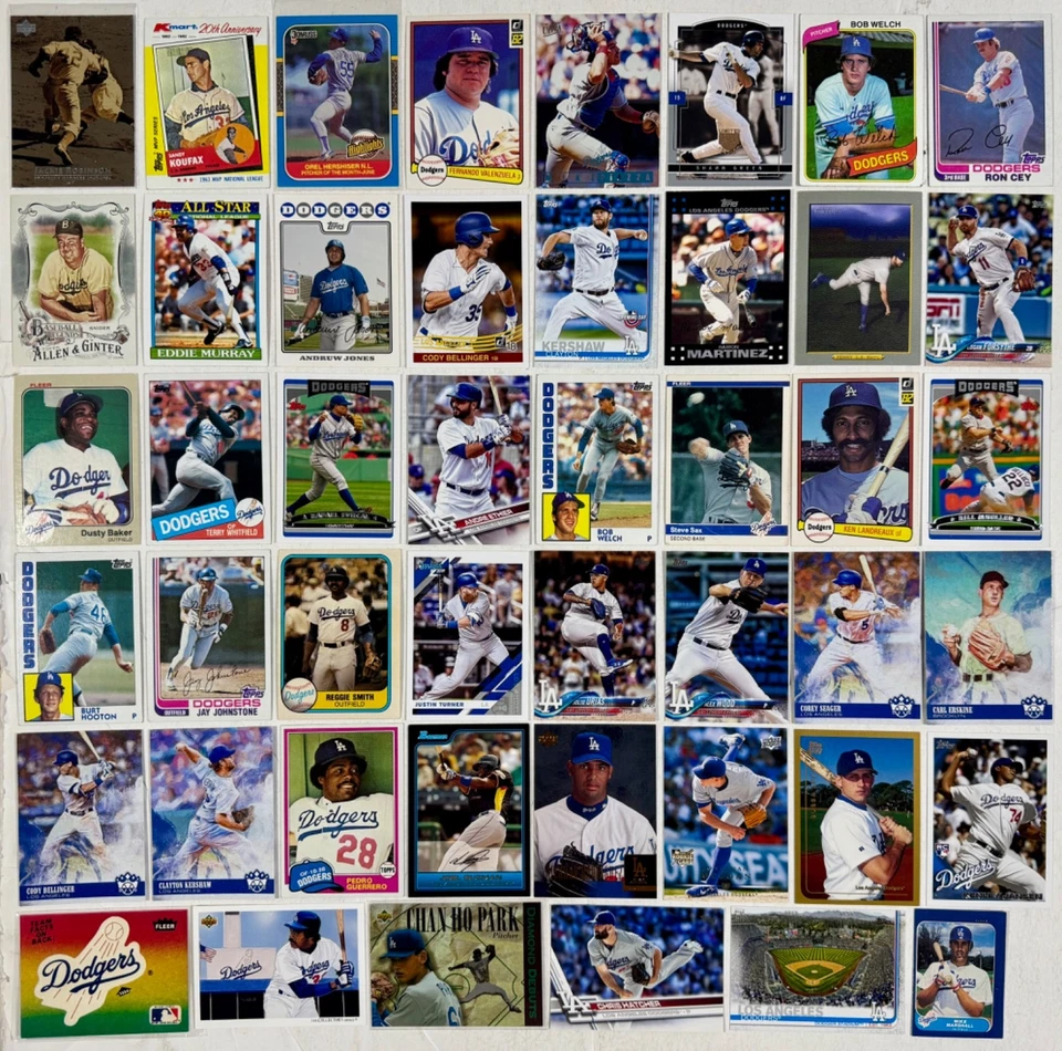 Los Angeles Dodgers Baseball Cards 1980s - 2000s Topps, Fleer, Donruss Lot of 46 - Image 1 of 4