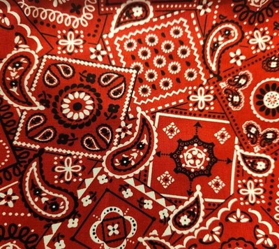 Red Bandana Cotton Fabric 44” Wide By The Yard Paisley Western Print Sewing Mate - Image 1 of 4