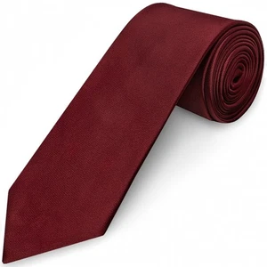 Burgundy Red Satin Classic Men's Wedding Formal Plain Regular Groom's Mens Ties - Imagen 1 de 4