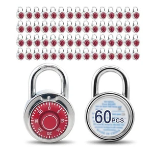 Standard Dial Combination Lock, 2 in. Wide, with Different Combinations, Red ... - Picture 1 of 8