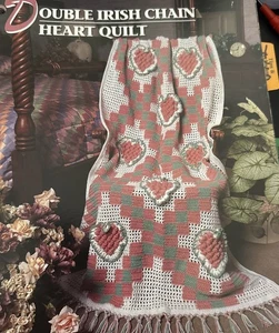 ~Double Irish Chain Heart Afghan  Annie's Attic Crochet Afghan Pattern~ - Picture 1 of 2