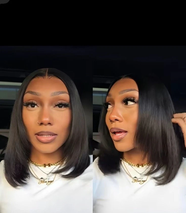 Peluca de encaje 14 pulgadas Yaki Straight Bob 7x5 wear & go preblanqueada sin pegamento HD encaje Foto 1 de 4