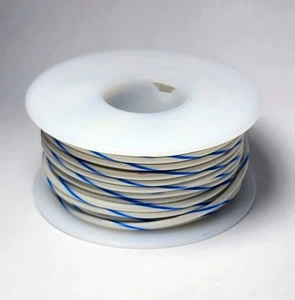 18 AWG Gauge UL1007 UL1569 Hook-up Wire WHITE w/ BLUE STRIPE ~  50 feet NEW! - Picture 1 of 1