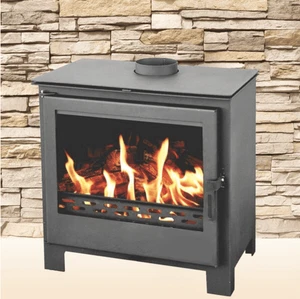 Stufa a legna in acciaio vetro 12 KW camino riscaldamento cm 70x42x73 h 999BMX - Foto 1 di 3