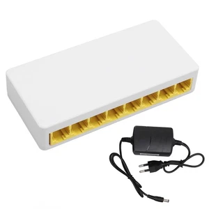 EU Plug 8 Port Gigabit Unmanaged Ethernet Network Switch Ethernet Splitter F NEW - Afbeelding 1 van 12