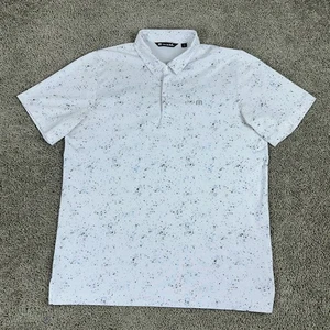 Travis Mathew Shirt Mens XL White Gray Splatter Print Golf Polo Short Sleeve - Picture 1 of 12