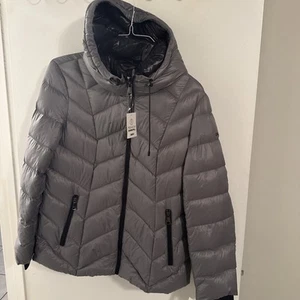 NWT DKNY Gray Packable Puffer Duck Down Coat Women’s Size Medium M - Picture 1 of 10