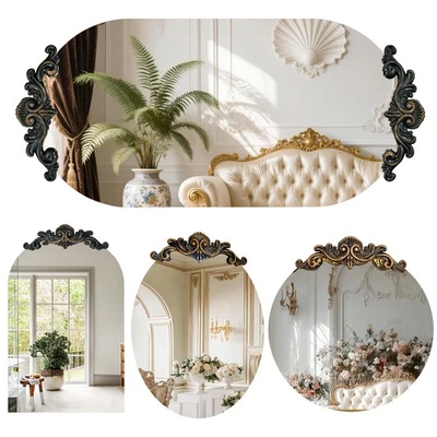 All-Size Vintage Wall Mirror Bathroom Vanity Mirror with Carved Pattern Top Deco - image 1 of 4