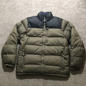 L.L.Bean Puffer Jacket Mens M Green Black Down Winter Coat Goose Insulated - Picture 1 of 14