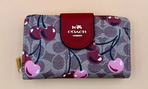 COACH Bi-fold Wallet Cherry Print 6.25" x 4.00" - Picture 1 of 4