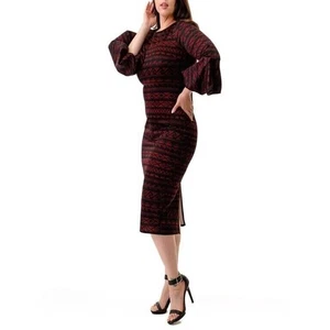 Vestido Ella Samani Talla Grande Negro Rojo Tribal/Azteca Nuevo con Etiquetas - Imagen 1 de 11