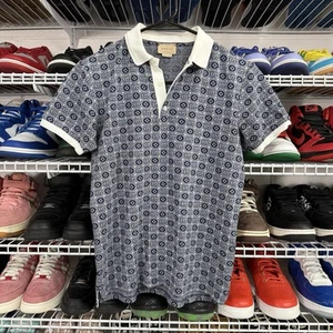 Gucci Double G Logo Polo Shirt Quarter Button White And Blue Youth Size 12 - Picture 1 of 7