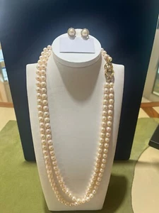 set collana e orecchini di perle giapponesi Akoya con inserti oro giallo - Foto 1 di 1