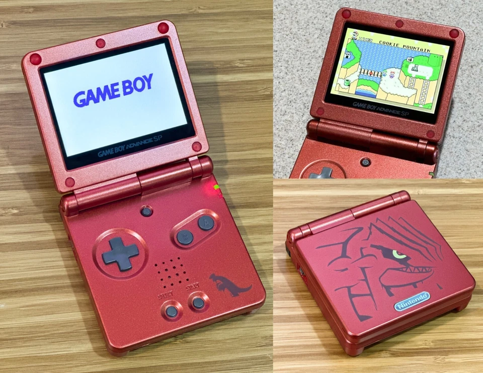Nintendo Game Boy Advance SP GBA SP System IPS LCD Backlit Pokemon RED GROUDON - Image 1 of 1