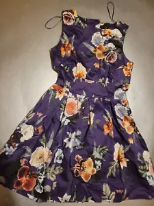 CLOSET LONDON PURPLE FLORAL DRESS UK14 - Picture 1 of 6