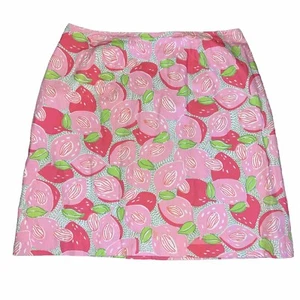 Lilly Pulitzer Baumwollrock Gr. 14 Large rosa grün Obst pfirsich apricot Vintage - Bild 1 von 9
