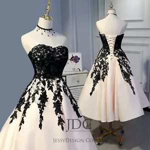 Kurz Schwarz Spitze Brautkleid Abendkleid Standesamtkleid Show Gr.34-46 - Bild 1 von 6