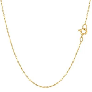 14k Yellow Real Gold Rope Chain Necklace, 0.6mm, 18" - Picture 1 of 5