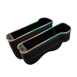 Car Seat Gap Filler Cup Holder 7 Colours Changing LED with 2Usb Charger Car Part - Picture 1 of 21
