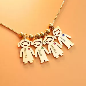 Custom Baby Feet Name Necklace Birthstone Engraving Family Pendent For Mother - Picture 1 of 14