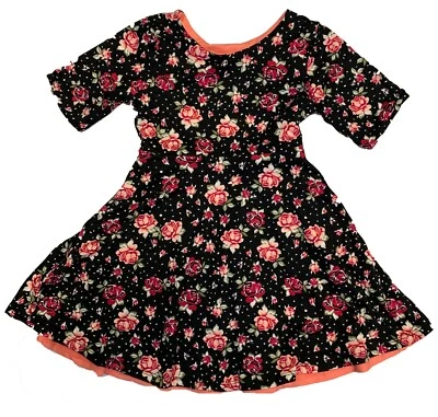 Sweet Heart Rose Girl's Reversible Dress Black/Coral - Image 1 of 3