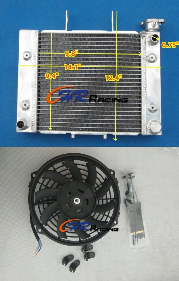 Radiador de aluminio de 2 filas + ventilador para Can-Am Rally 175 Bombardier Rally200 2003-2007 Foto 1 de 4