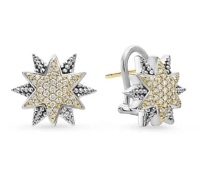 Lagos Two-Tone North Star Diamond Earrings - 18K and Sterling Silver - Picture 1 of 8