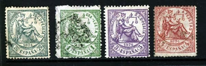 SPAIN 1874 Allegory of Justice Issue SG 218, 220, 224a & 225a MINT & VFU - Picture 1 of 2