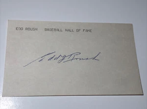 JSA EDD ROUSH AUTOGRAPHED 3X5 INDEX CARD  HOF - Picture 1 of 3