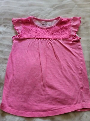 Usado en excelente estado! Jumping Beans Niñas Rosa Manga Corta con Detalle de Encaje/Manga Volantes Talla 6 Foto 1 de 4
