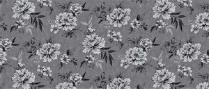 Vinyl Tablecloth Charcoal Flower Wipe Clean, Pvc Textile Backed Plastic (326) - Picture 1 of 1