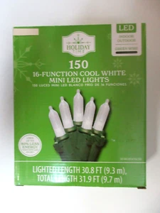 Holiday Time Mini LED String Lights 150 Cool White 16 Function Corded NEW - Picture 1 of 6