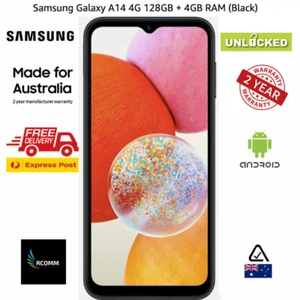 SAMSUNG GALAXY A14 4G 4GX 128GB BLACK 6.6″ SEALED BRAND NEW EXPRES POSt - Picture 1 of 9
