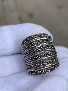 sterling silver large marcasite ring 