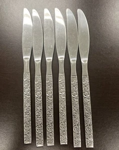6er Set Hanford Forge FINESSE Tafelmesser rostfrei Mid Century Modern Floral - Bild 1 von 3