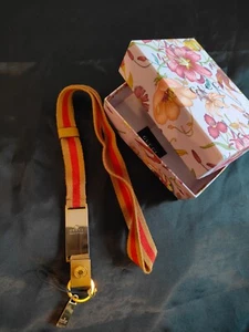 GUCCI Schlüsselband Sherry Line Leder orange bunt Umhängeband vergoldet - Bild 1 von 15