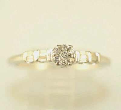 10K WHITE GOLD TINY DIAMOND CLUSTER FRIENDSHIP PROMISE OR STACKING RING SIZE 5.5 - Image 1 of 4
