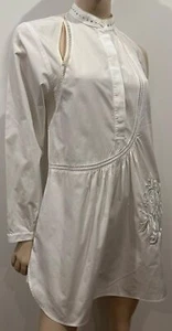 3.1 PHILLIP LIM White Cotton One Shoulder Long Sleeve Embroidered Blouse Shirt 4 - Picture 1 of 11