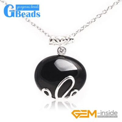 Colgante de plata tibetana piedra arenisca ovalada para mujer + cadena joyería de moda 30x37 mm Foto 1 de 4