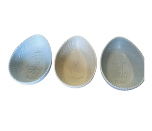 3 Piece Ceramic Easter Candy Bowl Set with Egg Hunt & Bunny Design - Picture 1 of 6