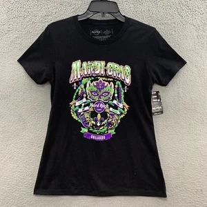 Hard Rock Cafe NWT New Orleans Mardi Gras Black Purple Green Logo Glitter Size M - Picture 1 of 10