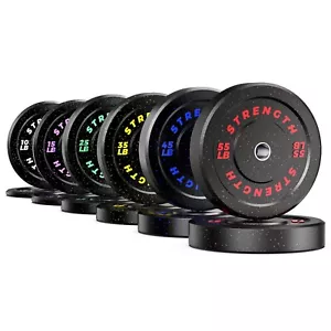 Bumper Plates 2" Olympic Rubber Weight Plates Steel Hub 10/15/25/35/45/55 lbs - Picture 1 of 18