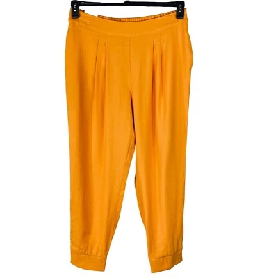 Pantalones de chándal INC International Concepts talla 10 bolsillos tiro alto plisados amarillos nuevos Foto 1 de 4