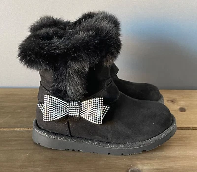 Bota Harper Canyon Dianna para niños pequeños talla 8 M negra imitación piel estrás arco cremallera nueva Foto 1 de 4