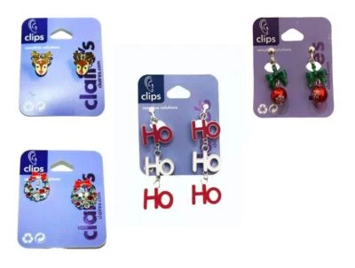 Pendientes de clip para niñas Claire's no para orejas perforadas corona de Navidad adorno ciervo Foto 1 de 4