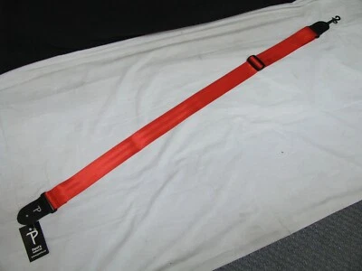 PERRI'S 2" Red Seatbelt Webbing Guitar Strap With Genuine Leather Ends - NEW - Image 1 of 2